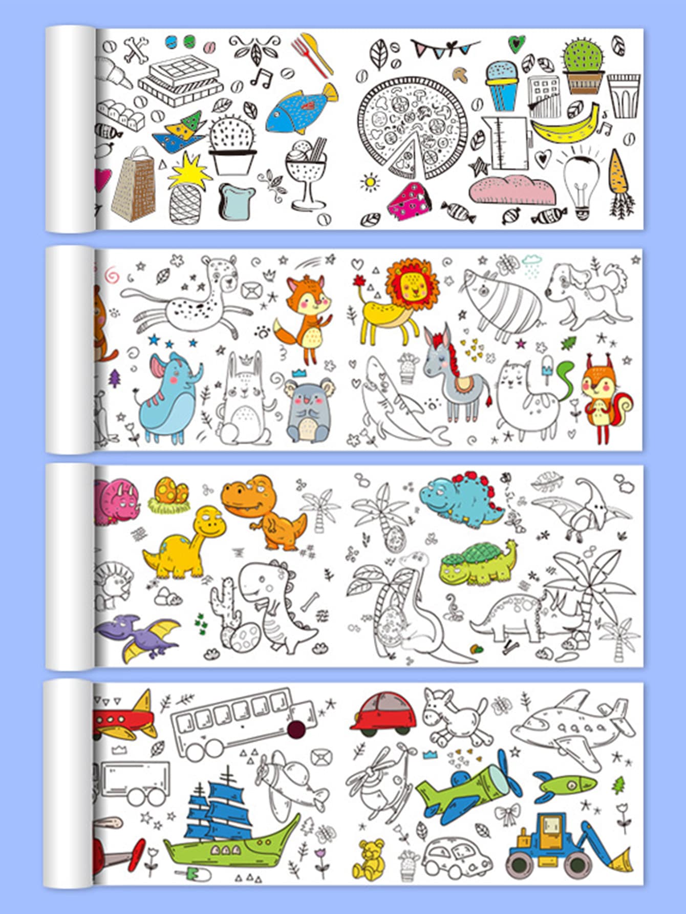 兒童塗鴉染色卷紙套裝,4,牆,牆 - 白色 - 查看 1