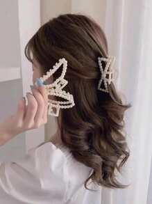 6 piezas de pinzas para el cabello decoradas con perlas falsas para cabello grueso, pinzas blancas para el cabello para bodas, sin deslizamiento, accesorios para el cabello con estilo de regalo, accesorios para el cabello para mujeres y niñas, elegante regalo del Día de San Valentín, verano