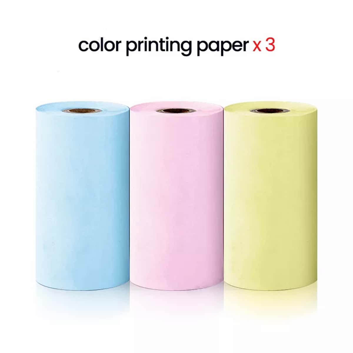 3 Stück Mini Drucker Thermopapier, farbiges Etikettenpapier Aufkleber, weiß für Bild/Foto tragbaren Drucker 57mm, Schulmaterial, Schulanfang