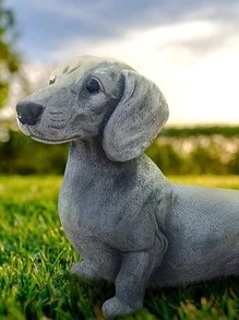 1入組臘腸犬形狀樹脂工藝裝飾物適用於家庭&花園裝飾用品,ins風格 - 灰色 - 查看 3