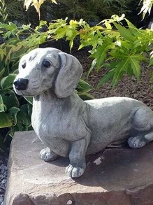 1入組臘腸犬形狀樹脂工藝裝飾物適用於家庭&花園裝飾用品,ins風格 - 灰色 - 查看 1