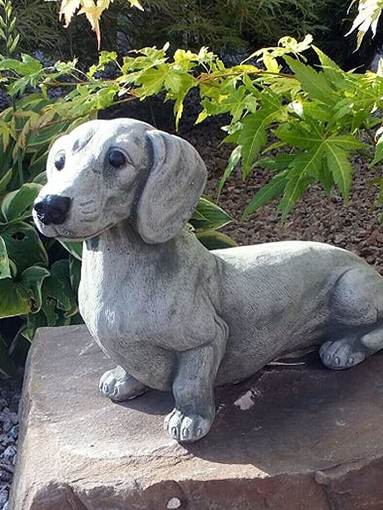 1入組臘腸犬形狀樹脂工藝裝飾物適用於家庭&花園裝飾用品,ins風格 - 灰色 - 查看 1