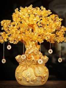 1 pieza amarillo cristal mini dinero árbol - Dorado - Ver 3