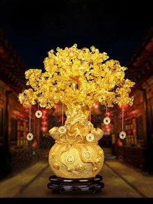 1 pieza amarillo cristal mini dinero árbol - Dorado - Ver 6