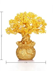 1 pieza amarillo cristal mini dinero árbol - Dorado - Ver 7