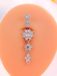 1pc Three Segment 21 Rhinestone Belly Button Ring