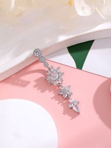 1pc Three Segment 21 Rhinestone Belly Button Ring
