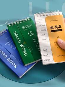 1個藍色英文詞彙筆記本配便攜式封面,英語學習詞匯記憶筆記本 - 藍色 - 查看 4