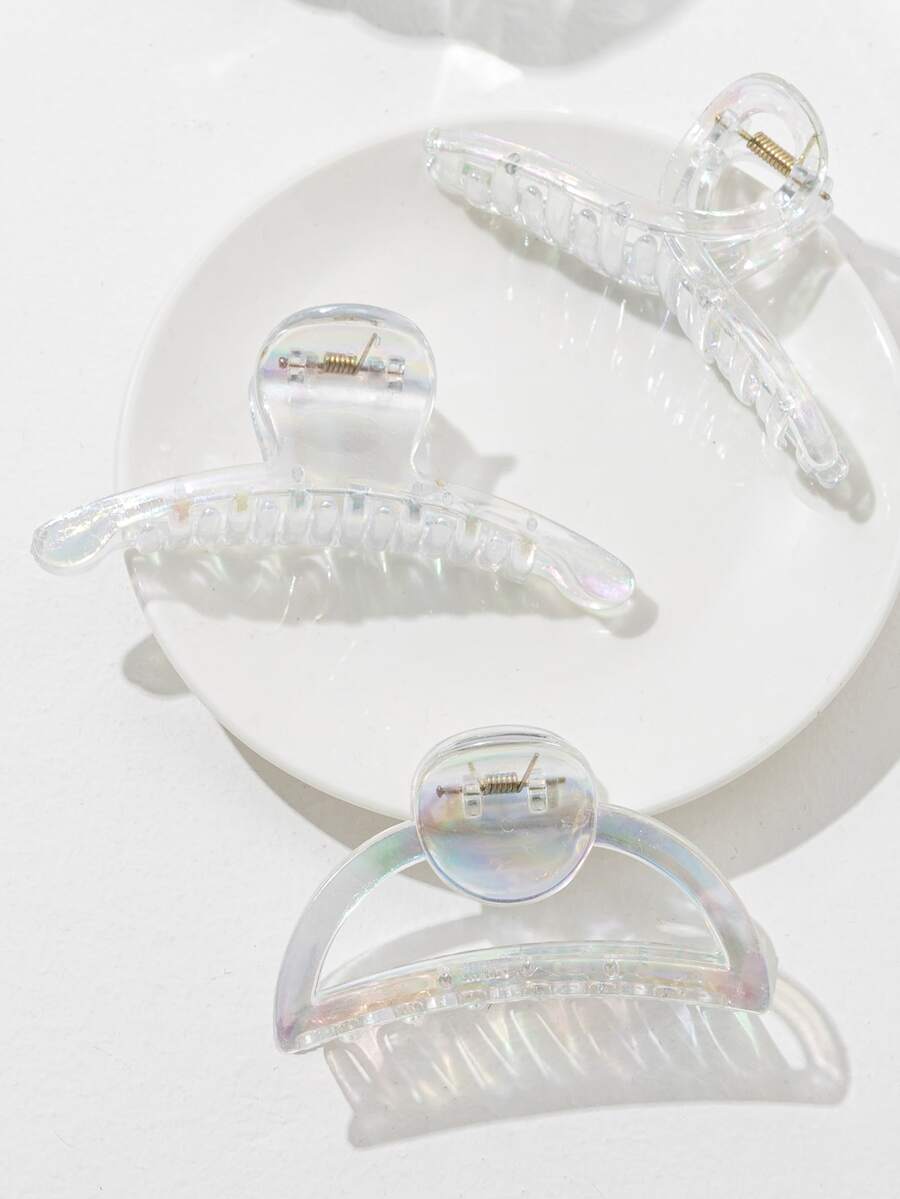 3pcs/Set Ladies' Transparent Simple Hair Claws Claw Accessories For Daily Wear - White - View 1
