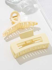 2 Packs Women's Simple French Retro Claw Clips Large Hair Claws Suitable For Daily Decoration - Beige - View 1