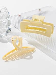 2 Packs Women's Simple French Retro Claw Clips Large Hair Claws Suitable For Daily Decoration - Beige - View 2