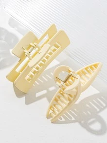 2 Packs Women's Simple French Retro Claw Clips Large Hair Claws Suitable For Daily Decoration - Beige - View 3