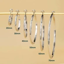 Sterling Silver Hoop Earrings Silver Large Hoop Earrings For Women - Silver - View 6