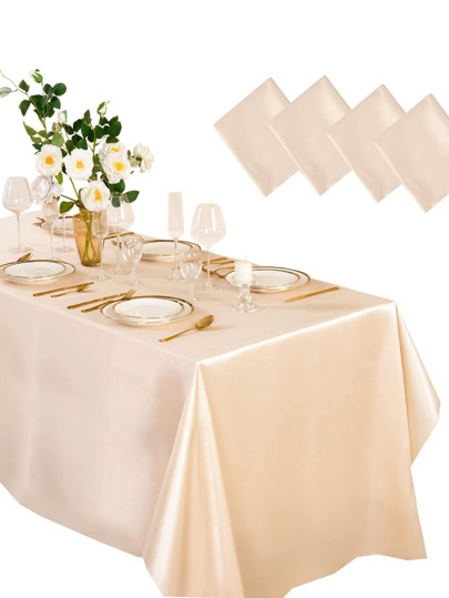 مفارش طاولات لون شمبانيي ملون ساتان لحضور حفل زفاف , مأدبة , حفلة تزيين قطعة واحدة