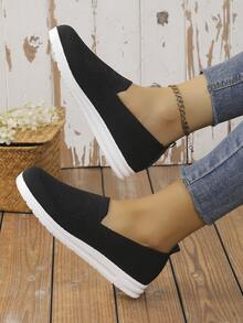 Zapatillas slip on de mujeres simple - Negro - Ver 1