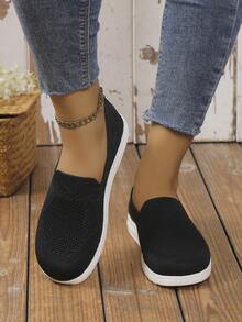 Zapatillas slip on de mujeres simple - Negro - Ver 2