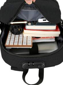 Mochila antirrobo para hombres Mochila impermeable para computadora portátil de 15.6 pulgadas Bolsa de viaje Mochila de trabajo con carga USB Mochila de viaje Mochilas Mochila escolar Mochila para hombres para vacaciones Viajes de negocios Hospital al aire libre Regreso a la escuela para hombres y niños Artículos esenciales para viajes de estudiantes Accesorios de viaje - Negro - Ver 8