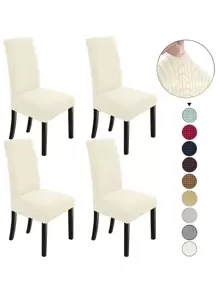 1pc Plain Grid Plush Chair Cover, Corn Kernels Simple Detachable & Washable Cushion Protector Elastic Chair Slipcover