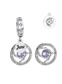 1入組美麗925純銀十二月字母釘珠吊墜適用於DIY,中性禮品