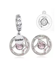 1入組美麗925純銀十二月字母釘珠吊墜適用於DIY,中性禮品