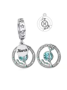 1入組美麗925純銀十二月字母釘珠吊墜適用於DIY,中性禮品