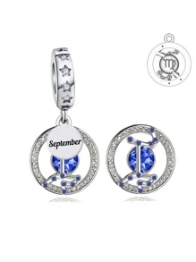 1入組美麗925純銀十二月字母釘珠吊墜適用於DIY,中性禮品