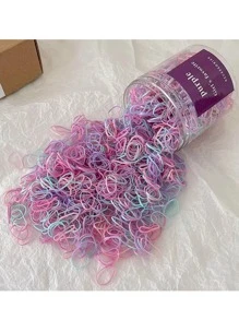 500pcs Women's Thick Elastic Hair Ties, Colorful Disposable Small Size Hair Ties With High Stretch, No Damage To Hair Casual