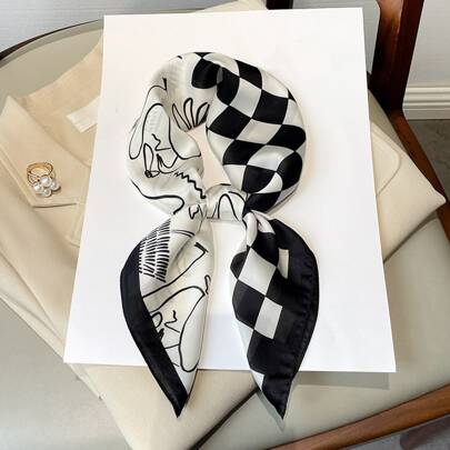 26.77inches Women's Fashionable Breathable Multifunctional Faux Silk Printed Square Scarf/Bandana/Necktie/Hair Wrap/Bag Accessory 1pc Bandana,Hair Band,Head Band Ideal For Dressing Up Your Look