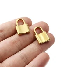 5 pcs Stainless Steel Locking Pendant Necklace Bracelet Charm Connector for DIY Jewelry Accessory Making Supplies - Yellow Gold - View 3