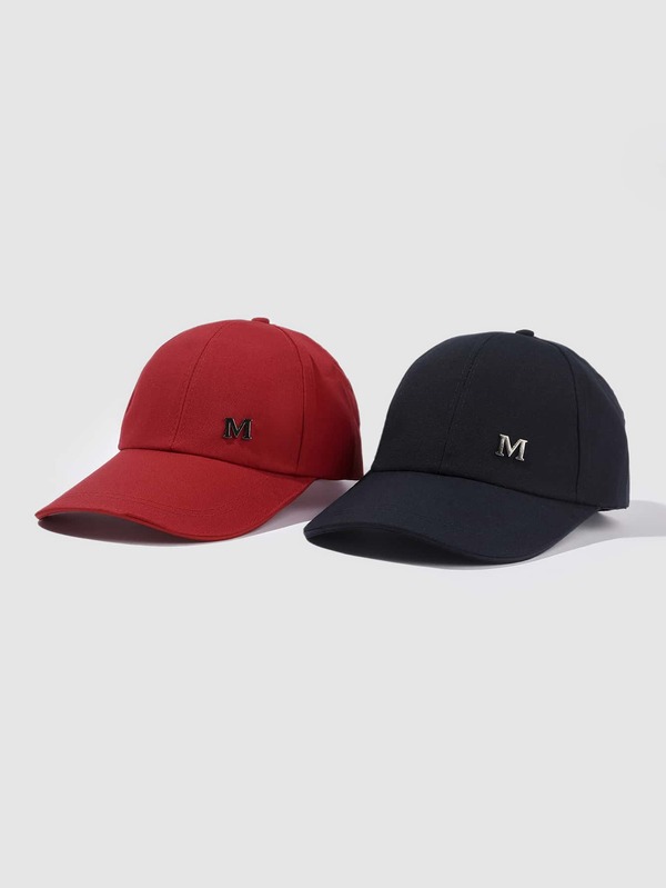 2pcs Unisex Iron Tag M Logo Minimalist Solid Color Casual Baseball Cap, Perfect For Outings, Sun Protection, Adjustable, Suitable For Couples, Cool And Fashionable Baseball Cap, Dad Hat Style, Ideal For Parties, Travel, Work And Home
