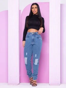 Women Jeans - 青碧色 - 查看 3