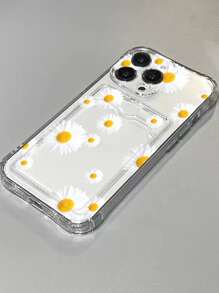 Flower Print Clear Phone Case - Multicolor - View 1