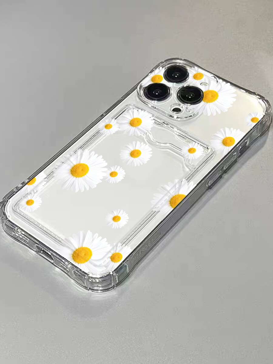 Flower Print Clear Phone Case - Multicolor - View 1