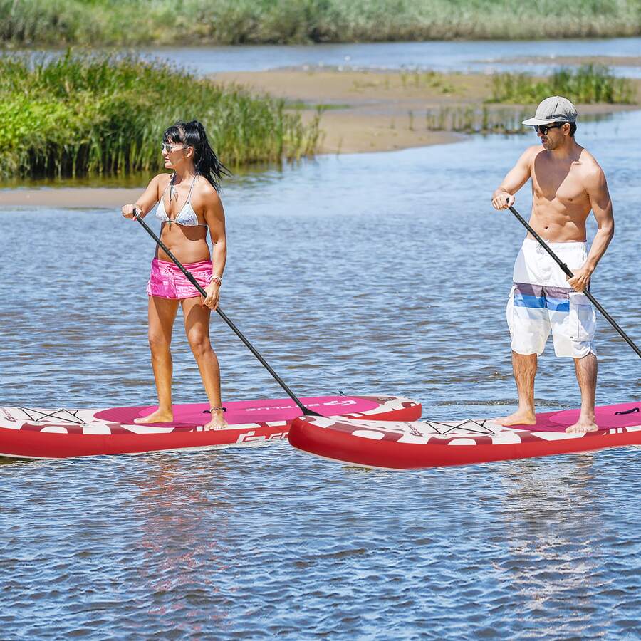 Goplus 10.5'Inflatable Stand Up Paddle Board SUP W/Carrying Bag Aluminum Paddle - Pink - View 1