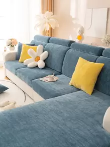 1pc Universal Solid Color Elastic Sofa Cushion Cover, Suitable For Four Seasons And Scratch Resistant - Blue - View 1