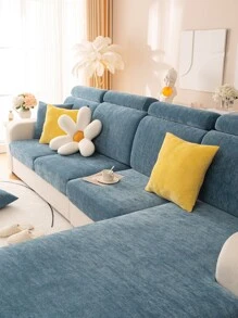 1pc Universal Solid Color Elastic Sofa Cushion Cover, Suitable For Four Seasons And Scratch Resistant - Blue - View 6