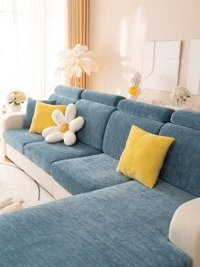 1pc Universal Solid Color Elastic Sofa Cushion Cover, Suitable For Four Seasons And Scratch Resistant - Blue - View 7