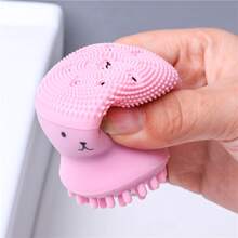 Silicone Octopus Face Cleansing Brush, Jellyfish Double-Sided Facial Cleansing Brush For Blackhead Removal And Face Cleaning, Silicone Face Wash Brush - Pink - View 4
