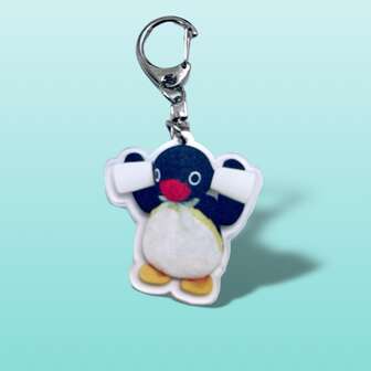 1入組可愛卡通企鵝亞克力兩面鑰匙圈適用於孩子們的包,錢包,耳機殼套裝飾用品
