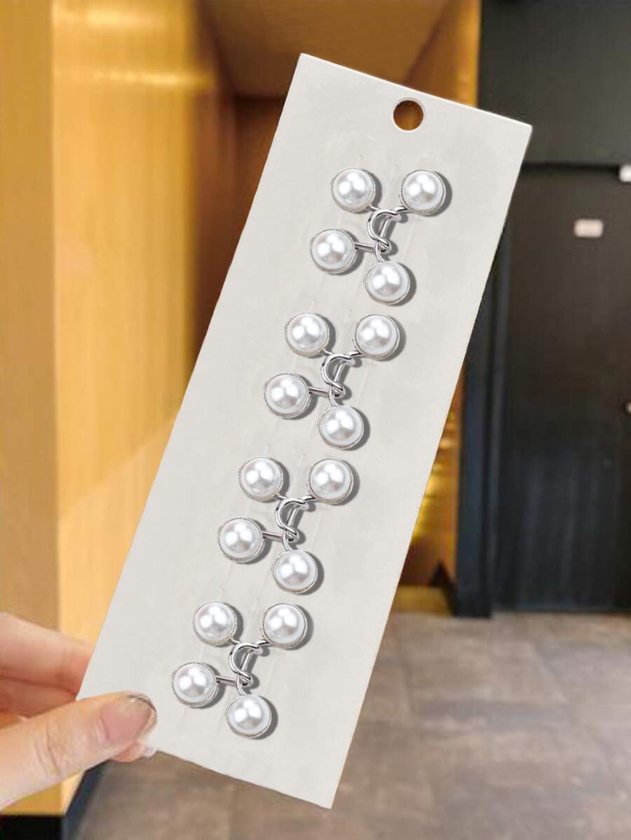 4 piezas Juego de broches para mujer para ajustar la cintura, broches sin clavos, clips ajustables para la cintura de los pantalones vaqueros, accesorios de ropa (sin tarjetas) - Blanco - Ver 1