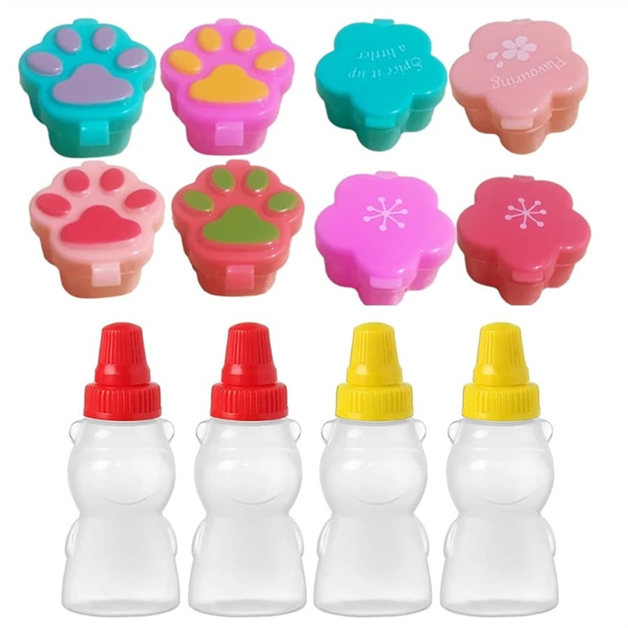 12 piezas portátil con dibujos animados patrón Botella de salsa Dispensador embalar - Multicolor - Ver 1