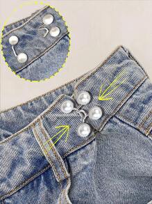 4 piezas Juego de broches para mujer para ajustar la cintura, broches sin clavos, clips ajustables para la cintura de los pantalones vaqueros, accesorios de ropa (sin tarjetas) - Blanco - Ver 3