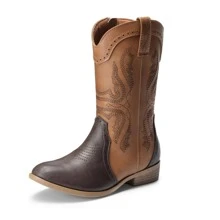 Girls Cowgirl Cowboy Western Boots Mid Calf Riding Shoes Little Kid/Big Kid - 棕色 - 查看 4