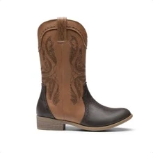 Girls Cowgirl Cowboy Western Boots Mid Calf Riding Shoes Little Kid/Big Kid - 棕色 - 查看 7