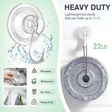 HMSEC 4/6/8 Pcs Suction Cup Hooks Wreath Hanger, Halloween Christmas Wreath Decorations Wreath Hooks Clear Suction Cup Hooks with Wipes 22 LB Removable Strong Window Glass Door Suction Cup Holder - Clear - View 3