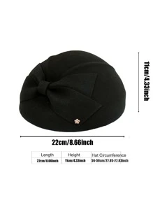 HIMESPORT 法國貝雷帽女式時尚 100% 羊毛氈軟呢帽冬季女優雅鐘形帽 - 黑色 - 查看 5