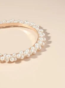優雅1入組白色時尚人造珍珠髮箍，適合日常穿著