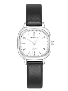REBIRTH 1 件女士简约时尚休闲皮带石英手表，时尚适合日常佩戴