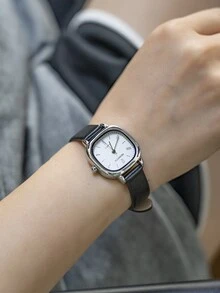 REBIRTH 1 件女士简约时尚休闲皮带石英手表，时尚适合日常佩戴