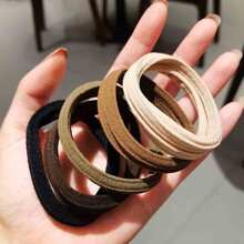 1set 5pcs Thicker & High Elasticity Chocolate Color Seamless Hair Ties Casual - Multicolor - View 4